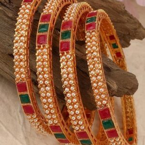 Multicolor Pearl Set Of 4 Bangles