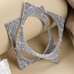 Woman Set Of 2 Silver Plated Oxidised Bangles