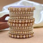 Golden Kundan Metal Metal And Plastic Wedding Chuda Bangle Set