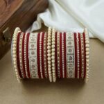 Red Traditional Metal Bangle Set