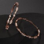 Set Of 2 Rose Gold Plated Ad Studded Bangles