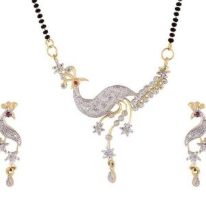 Gold Beaded Gold Plated Mangalsutra With Earrings