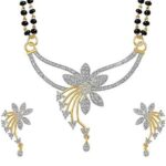 Silver Beaded Silver Plated Mangalsutra With Earrings