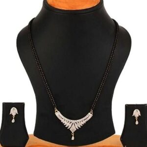 Gold Beaded Gold Plated Mangalsutra With Earrings