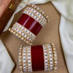 Red Punjabi Chuda Metal And Plastic Wedding Chuda Bangle Set
