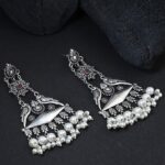 Silver Plain Oxidised Earrings