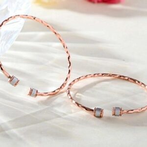 Rose Gold Rose Dual Toned Designer Bangles (Set Of 2)
