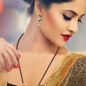 Gold Peacock Gold Plated Mangalsutra With Earrings