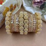 Golden Moti Metal And Plastic Wedding Chuda Bangle Set