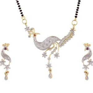 Multi Beaded Gold Plated Mangalsutra With Earrings