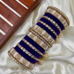 Violet Kundan Metal And Plastic Wedding Chuda Bangle Set