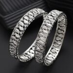 Set Of 2 Silver Plated Leaf Shaped Bangles