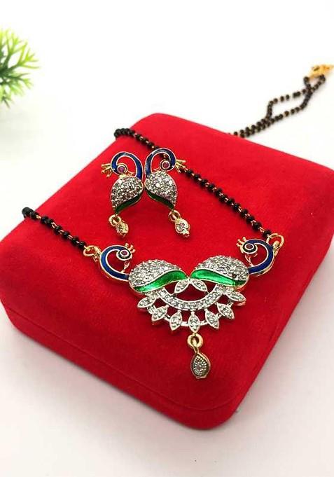 Gold Stone Studded Gold Plated Mangalsutra