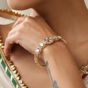 Green Rose Gold Polki Bracelet