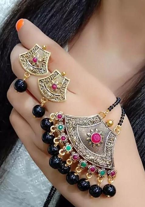 Black Beaded Gold Plated Mangalsutra