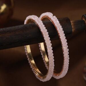 Set Of 2 Gold Plated Crystal Beaded Bangles