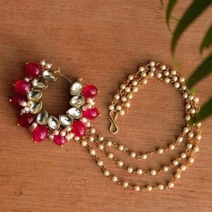 Red Maharani Mixed Alloy Nath