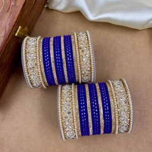 Jamli Purple Velvet Dot Metal And Plastic Wedding Chuda Bangle Set