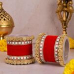 Red Punjabi Chuda Metal And Plastic Wedding Chuda Bangle Set
