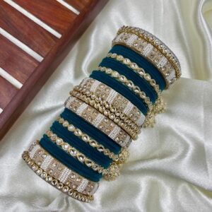 Rani Pink Kundan Metal And Plastic Wedding Chuda Bangle Set