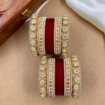 Red Punjabi Chuda Metal And Plastic Wedding Chuda Bangle Set