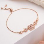 Women Brass Cubic Zirconia Rose Gold Plated Link Bracelet
