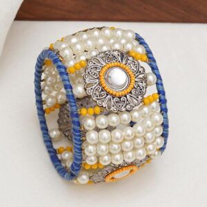 Vintage Look Pearl And Beaded 2 Bangle