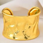 Ripple Texture Wide Gold Cuff Bracelet