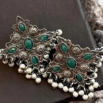 Green Star Design Oxidised Earrings For Girls