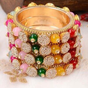Multi Multy Beads Kada Metal And Plastic Wedding Chuda Bangle Set