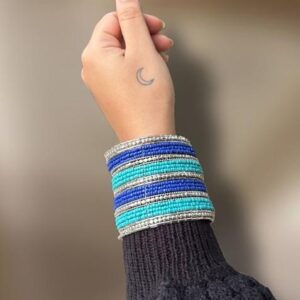 Silver Sliver Plated Beaded Tribal Bangle