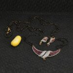 Gold Stone Studded Gold Plated Mangalsutra With Earrings