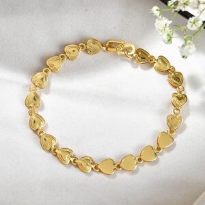 Elegant Fancy Gold Bracelet With Heart Shaped Links