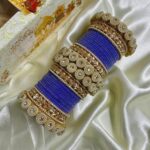 Purple Velvet Metal And Plastic Wedding Chuda Bangle Set