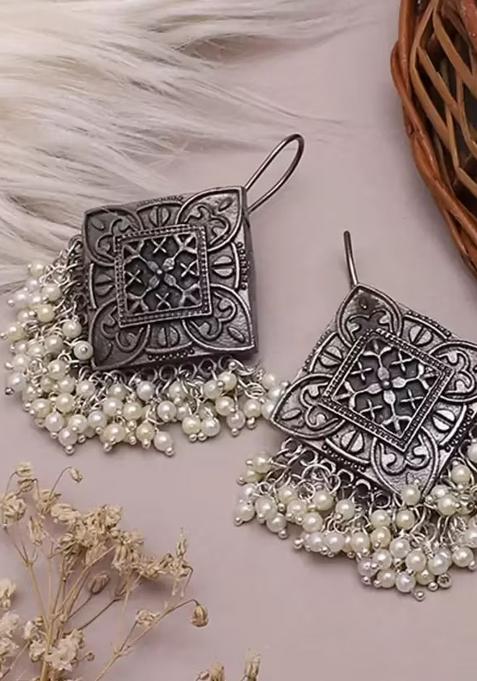 Rhombus Shaped Oxidised Earrings For Women