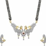 Gold Stone Studded Gold Plated Mangalsutra With Earrings