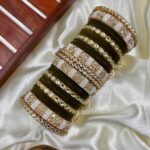 Mahendi Green Kundan Metal And Plastic Wedding Chuda Bangle Set
