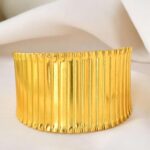 Textured Vertical Line Gold Cuff Bracelet