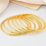 Set Of 6, 18K Gold Toned Anti Tarnish Bangles