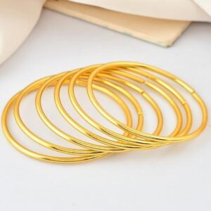 Set Of 6, 18K Gold Toned Anti Tarnish Bangles