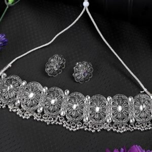 Silver Oxidised Necklace Set