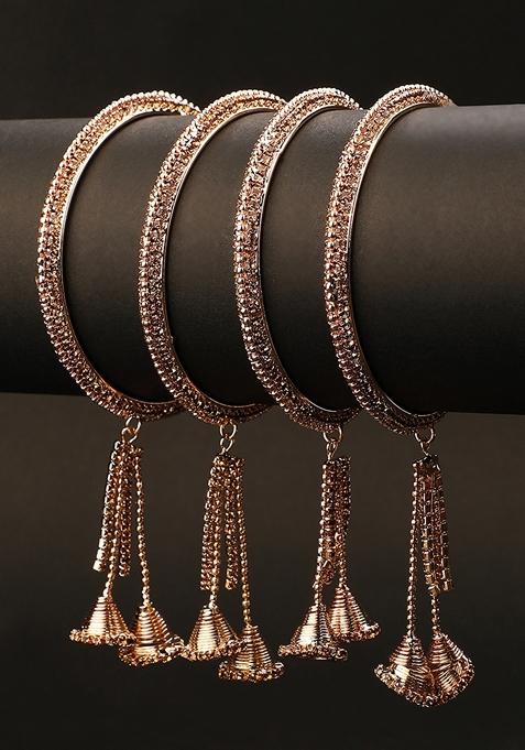 Gold Cubic Zirconia Set Of 4 Bangles
