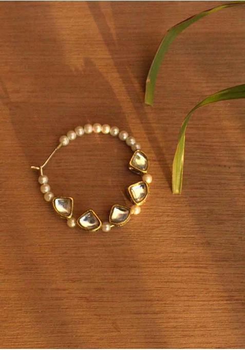 White Kundan Mixed Alloy Nath