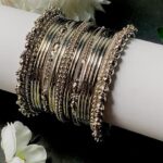 Navratri Traditional Silver Oxidized Bangle Set