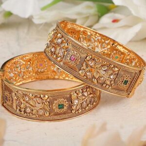 Gold Plated Kundan Bangles
