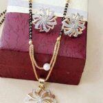 Gold Beaded Gold Plated Mangalsutra With Earrings