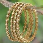 Gold Plated Stone Studded Handcrafted Bangle (Set Of 4)