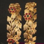 Set Of 2 Gold Plated Stone Studded Leaf Shapped Handcrafted Bangles