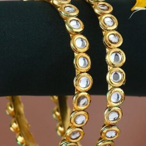 Plated Beautiful Handcrafted Stone Studded Bangle (Set Of 2)