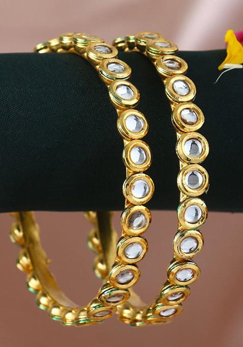 Plated Beautiful Handcrafted Stone Studded Bangle (Set Of 2)